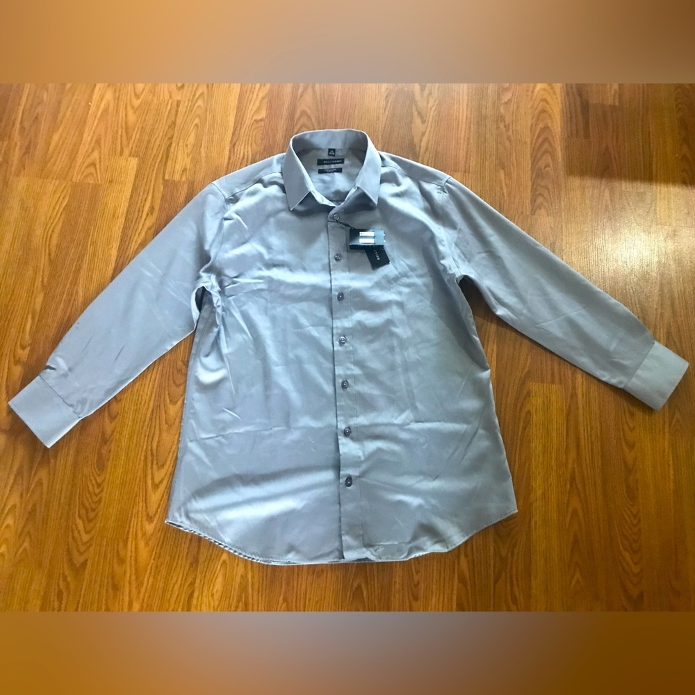 Bellissimo menās 17R 32/33 slim fit dress shirt, stretch, silver grey